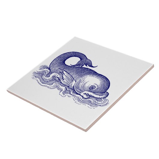 Ocean Marine Dolfijn of Fish Blue & White Tegeltje (Zijkant)