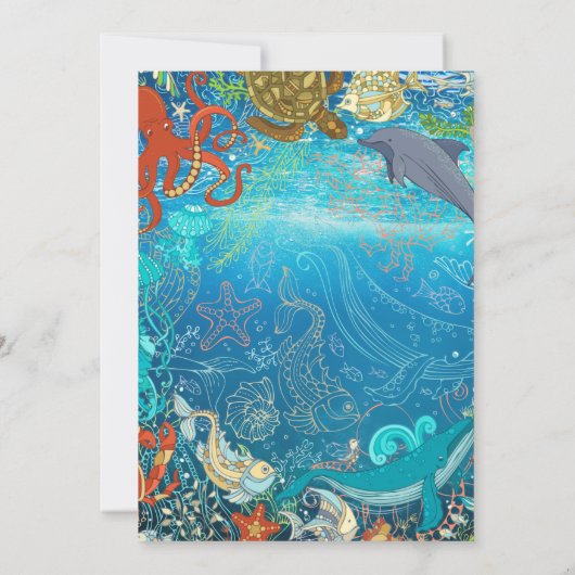 Ocean Marine Life Afstuderen Swimble Pool Party Kaart (Achterkant)