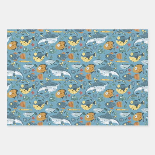 Ocean Marine onder het Zee Shark Birthday Cadeau Inpakpapier Vel (Voorkant 2)