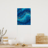 Ocean Marmer Blauw Abstracte Badkamer Muurkunst Poster (Keuken)