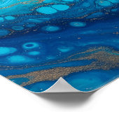 Ocean Marmer Blauw Abstracte Badkamer Muurkunst Poster (Hoek)