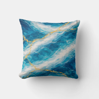 Ocean marmer met witte kronkels en gouden aders kussen