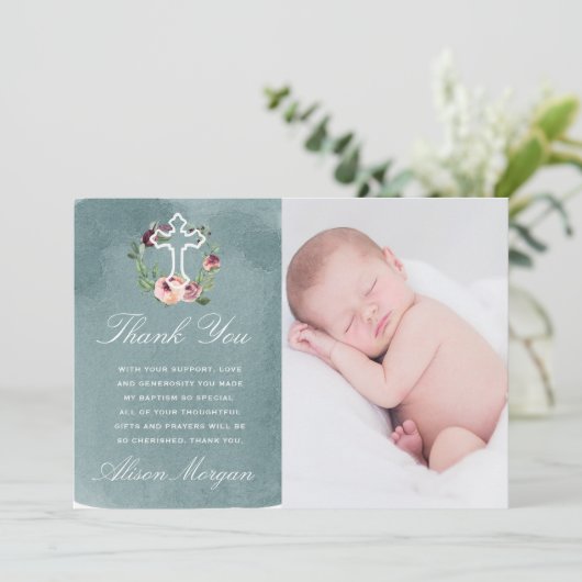 Ocean Marsala Bloemendoop Dankjewel Kaart (Staand voorkant)