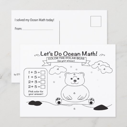Ocean Math Coloring Postcard Briefkaart (Voorkant / Achterkant)