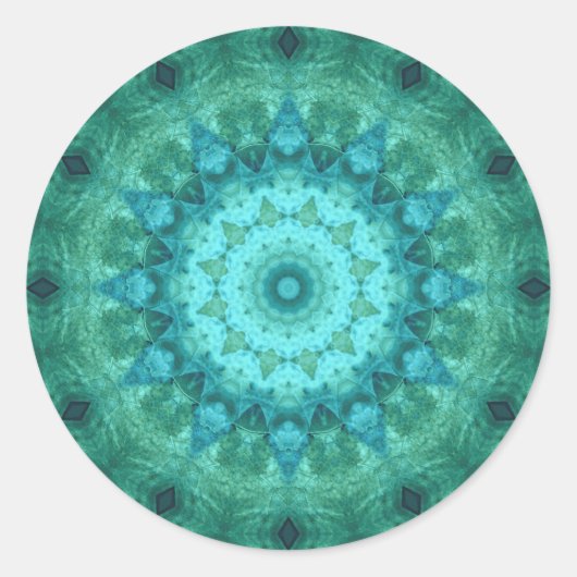 Ocean Medallion Kaleidoscope Ronde Sticker (Voorkant)