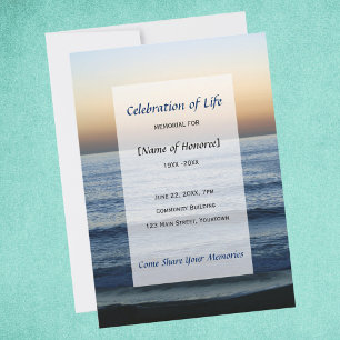 Ocean Memorial Celebration of Life-uitnodiging Kaart