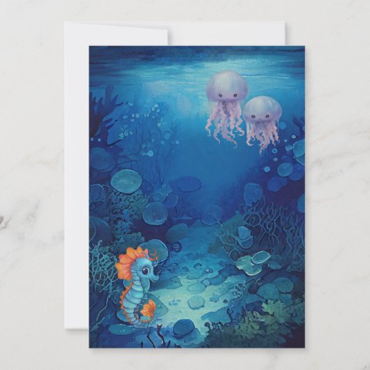 Ocean Mermaid Baby shower Invitation Kaart (Achterkant)