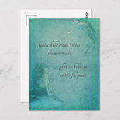 Ocean Mermaid Blue Green Whimsical Style Briefkaart (Voorkant / Achterkant)