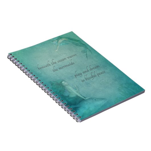 Ocean Mermaid Blue Green Whimsical  Style Notitieboek (Rechterzijde)