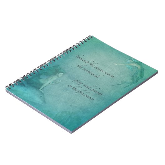 Ocean Mermaid Blue Green Whimsical  Style Notitieboek (Linkerzijde)