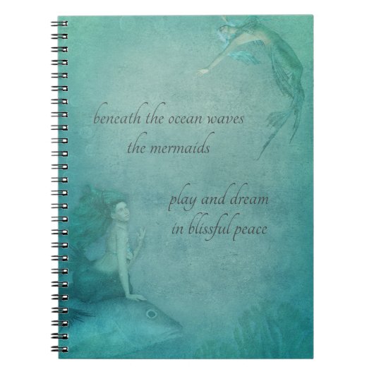 Ocean Mermaid Blue Green Whimsical  Style Notitieboek (Voorkant)