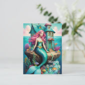 Ocean Mermaid Happy Birthday Briefkaart (Staand voorkant)