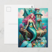 Ocean Mermaid Happy Birthday Briefkaart (Voorkant / Achterkant)
