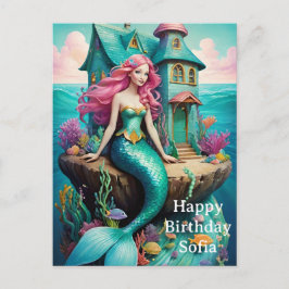 Ocean Mermaid Happy Birthday  Briefkaart