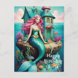 Ocean Mermaid Happy Birthday  Briefkaart