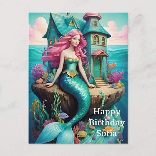 Ocean Mermaid Happy Birthday Briefkaart (Voorkant)
