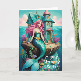 Ocean Mermaid Happy Birthday  Kaart