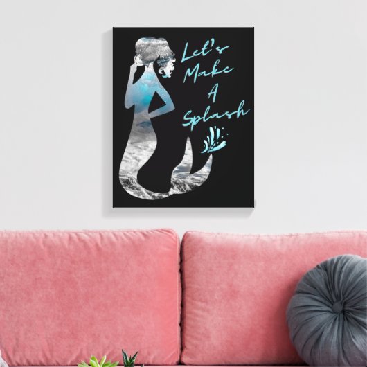 Ocean Mermaid Laten we een plash maken Canvas Afdruk (Insitu (Woonkamer))