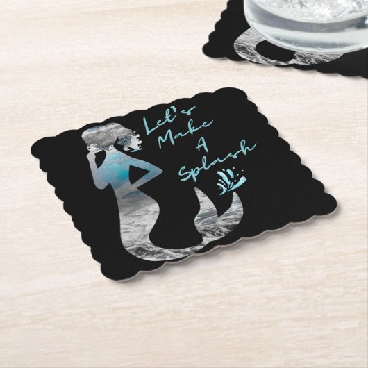 Ocean Mermaid Laten we een plash maken Kartonnen Onderzetters (Gebogen)