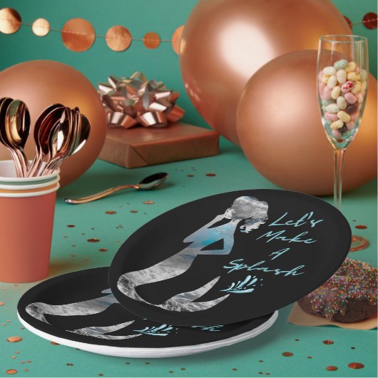 Ocean Mermaid Laten we een plash maken Papieren Bordje (Multi)