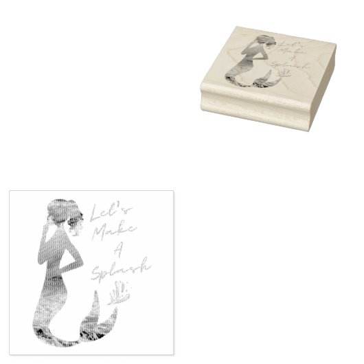 Ocean Mermaid Laten we een plash maken Rubberstempel (Gestempeld)