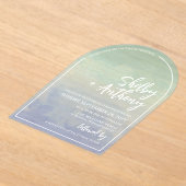 Ocean Mist Blue Blauwgroen Arch Lijst Wedding Acryl Uitnodigingen (Laagn)