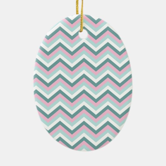 Ocean Mist Chevron Pattern Keramisch Ornament (Achterkant)
