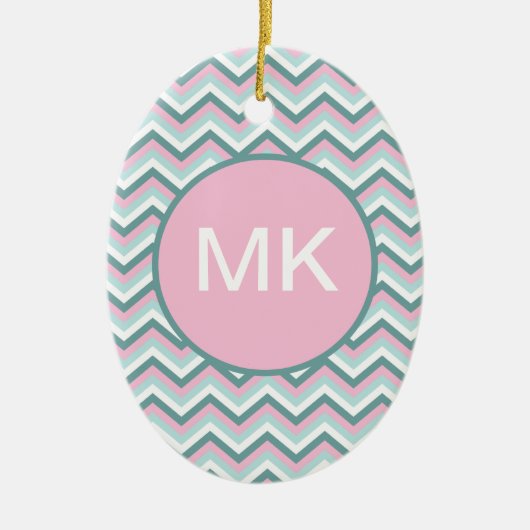 Ocean Mist Chevron Pattern Keramisch Ornament (Voorkant)