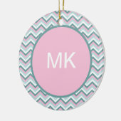 Ocean Mist Chevron Pattern Keramisch Ornament (Links)