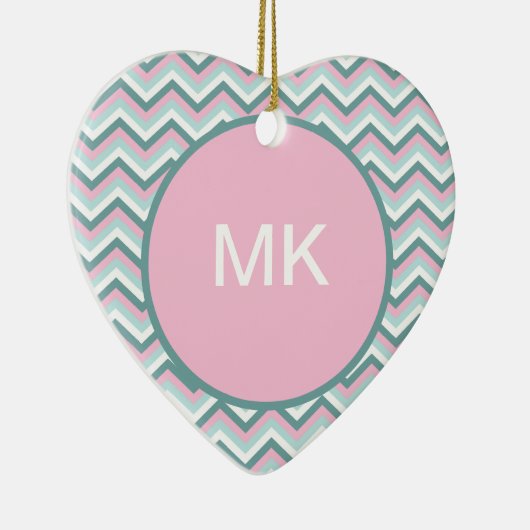 Ocean Mist Chevron Pattern Keramisch Ornament (Rechts)