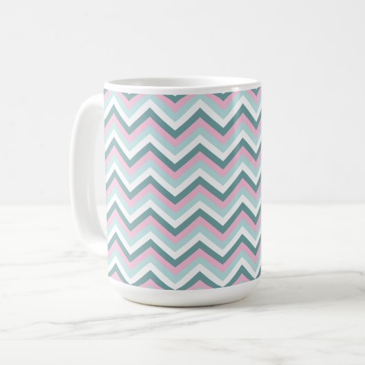Ocean Mist Chevron Pattern Koffiemok (Voorkant links)
