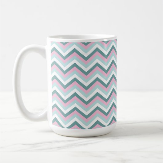 Ocean Mist Chevron Pattern Koffiemok (Links)