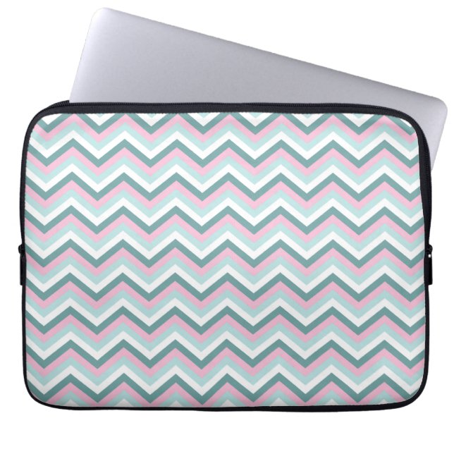 Ocean Mist Chevron Pattern Laptop Sleeve (Voorkant)