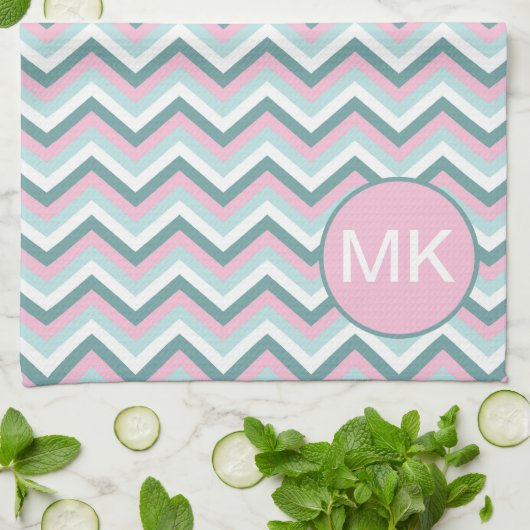 Ocean Mist Chevron Pattern Theedoek (Gevouwen)