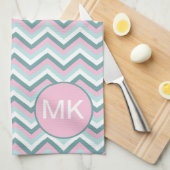 Ocean Mist Chevron Pattern Theedoek (Quarter Fold)