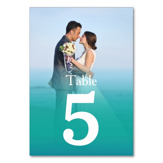Ocean Mist Wedding Photo Table Number Kards Kaart (Achterkant)
