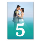 Ocean Mist Wedding Photo Table Number Kards Kaart (Voorkant)