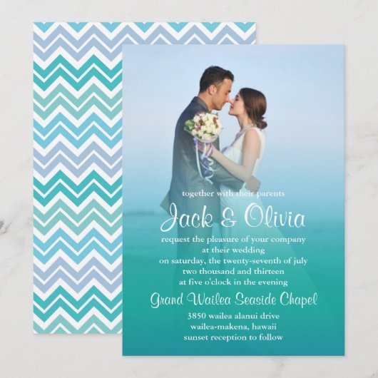 Ocean Mist Wedding Uitnodiging (Voorkant / Achterkant)