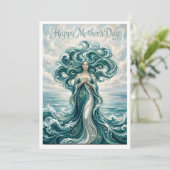 "Ocean Moeder — Zee Godin Golf Art, Moederdag Kaart (Staand voorkant)