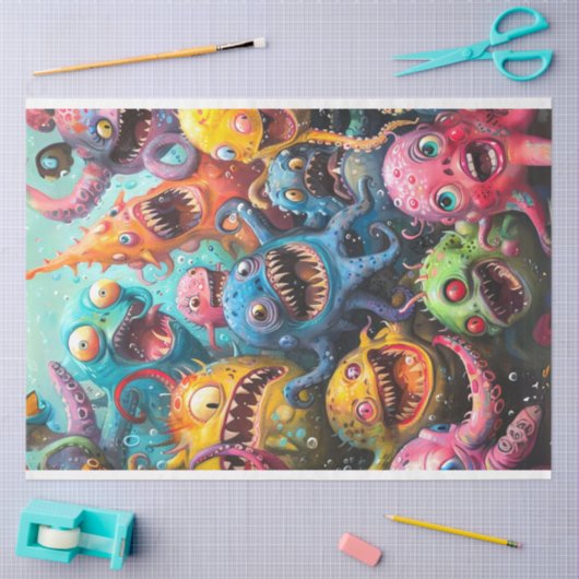 Ocean Monsters Kleurrijke Decoupage Tissuepapier (Craft)