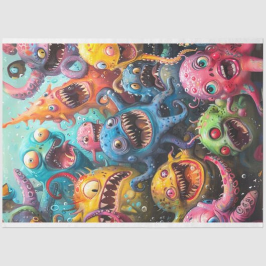 Ocean Monsters Kleurrijke Decoupage Tissuepapier (Voorkant)