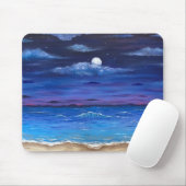"Ocean Moon" Full Moon over Beach Scene Muismat (Met muis)