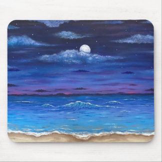 "Ocean Moon" Full Moon over Beach Scene Muismat