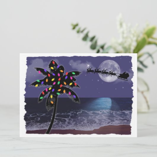 Ocean Moonlight kerstfeestdag Kaart (Staand voorkant)