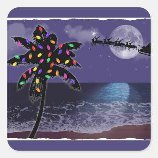 Ocean Moonlight kerstfeestdag Vierkante Sticker (Voorkant)
