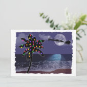 Ocean Moonlight Kerstmis met Santa Kaart (Staand voorkant)