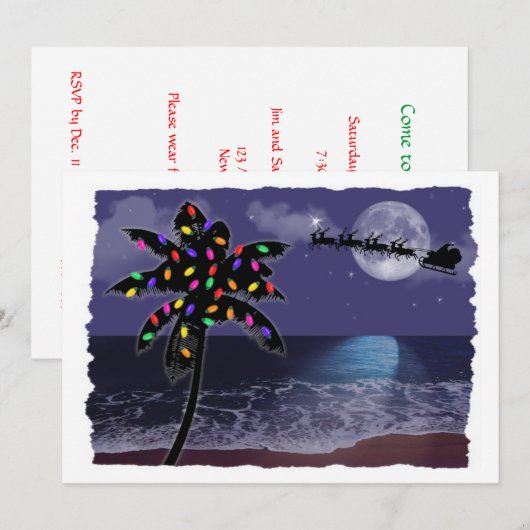 Ocean Moonlight Kerstmis met Santa Kaart (Voorkant / Achterkant)