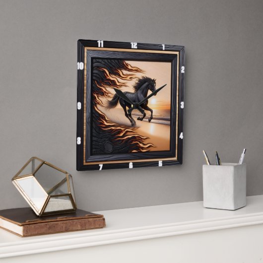 Ocean Morgan Ride: Charred Grain Afbeelding. Vierkante Klok (Kantoor)