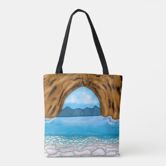 Ocean, Mountain en Canyon Blue Skies Witte Wolken Tote Bag (Achterkant)