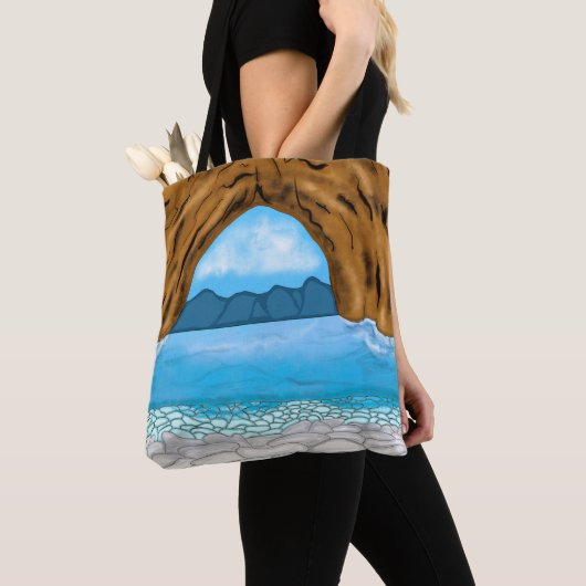 Ocean, Mountain en Canyon Blue Skies Witte Wolken Tote Bag (Dichtbij)